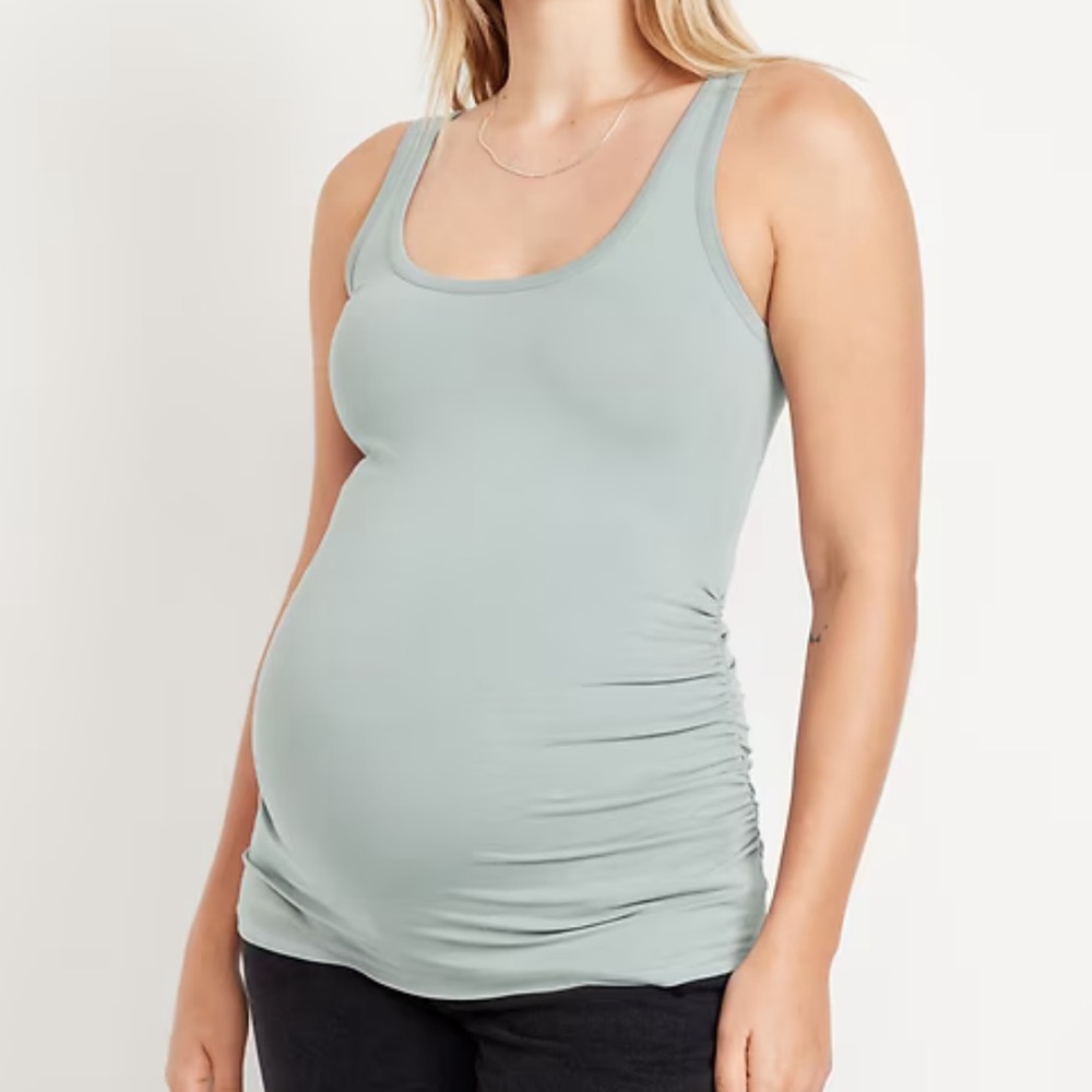 Old Navy Maternity silver sage first layer fitted cotton stretch tank medium